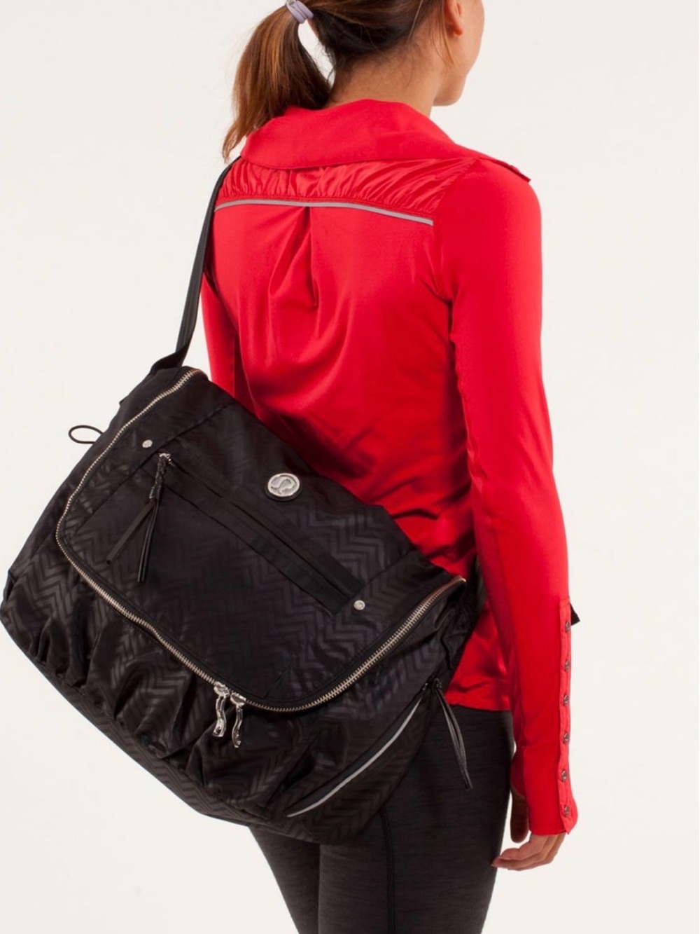 EUC Large Lululemon Black Yoga Moto Messenger / Laptop Bag